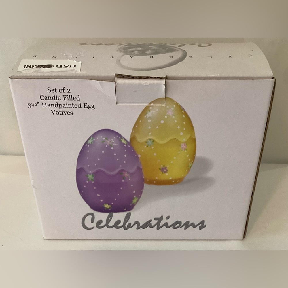 VTG Hand Painted Frosted Easter egg candles